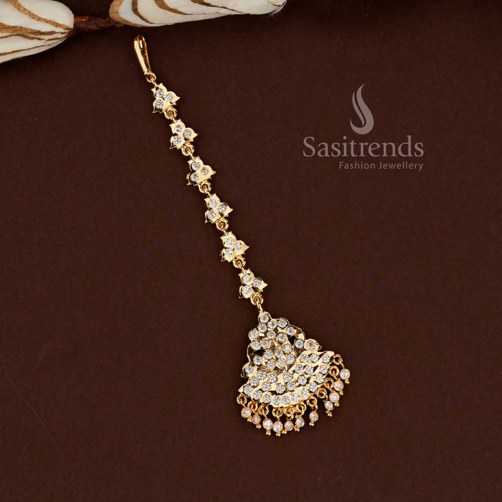 
Sasitrends Impon Gati Micro Gold Plated Maang Tikka Collection premium 1 gram bridal hair ornament
