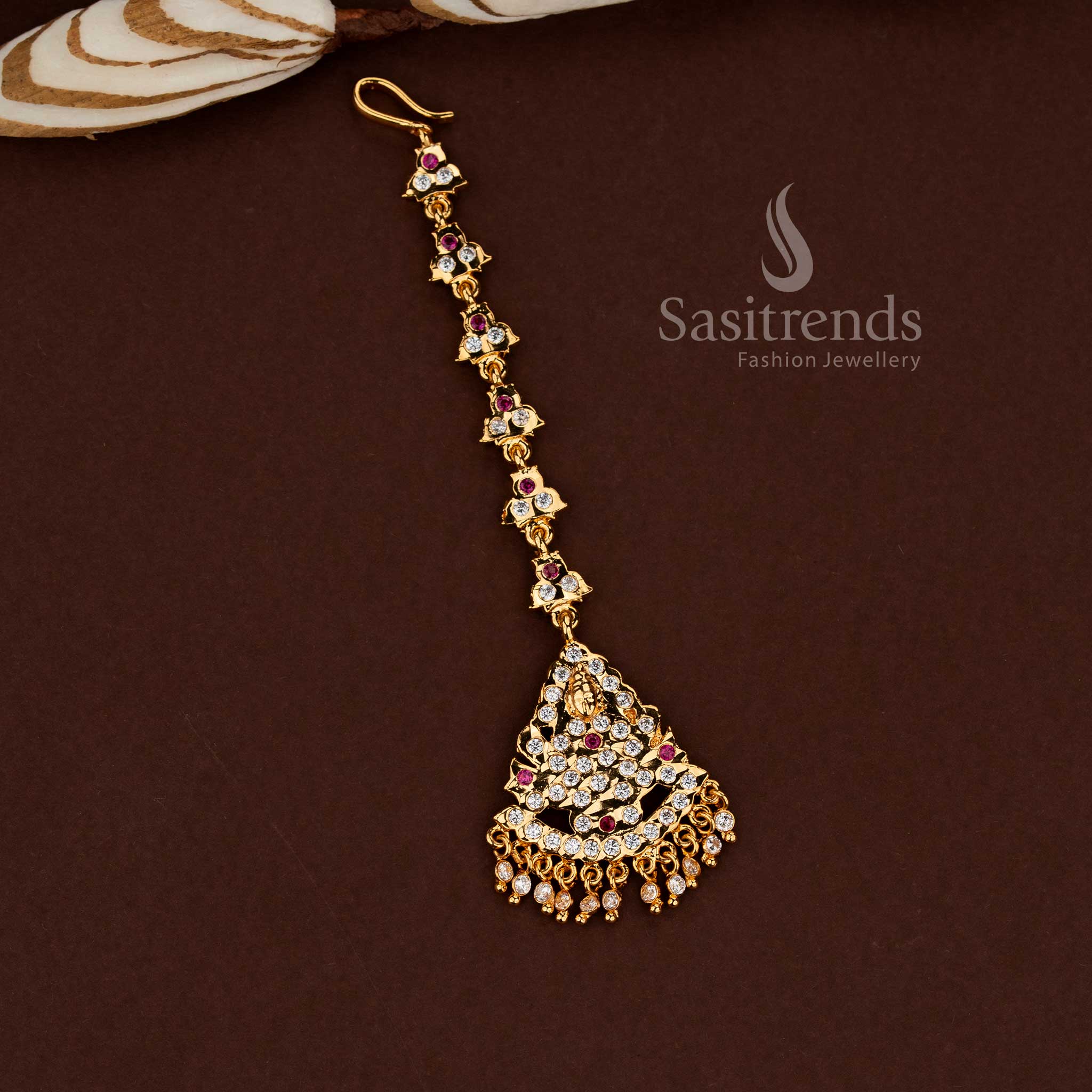
Sasitrends Impon Gati Micro Gold Plated Maang Tikka Collection royal bridal hair accessory design
