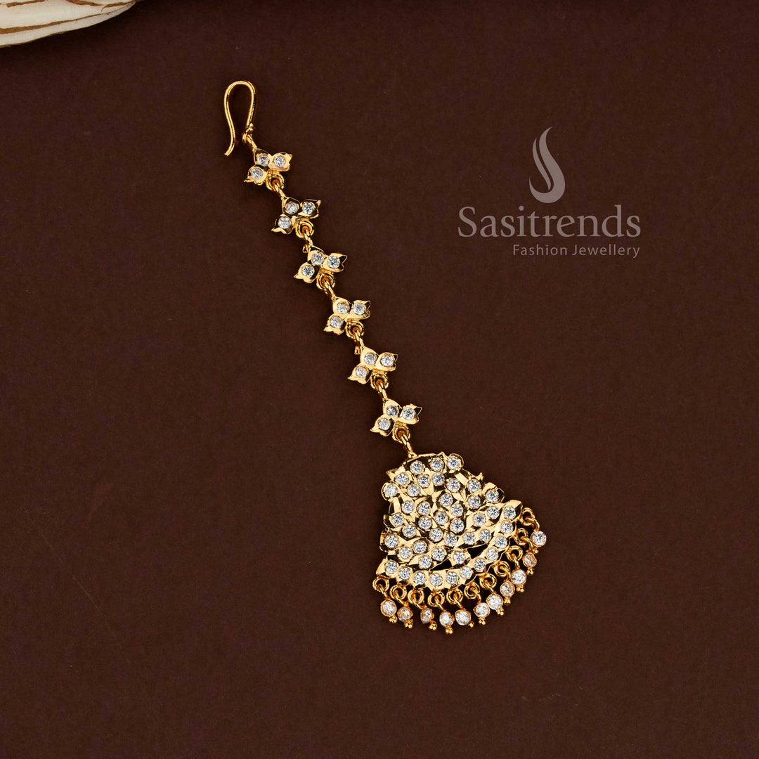 Sasitrends Impon Gati Micro Gold Plated Maang Tikka Collection traditional bridal forehead jewellery design
