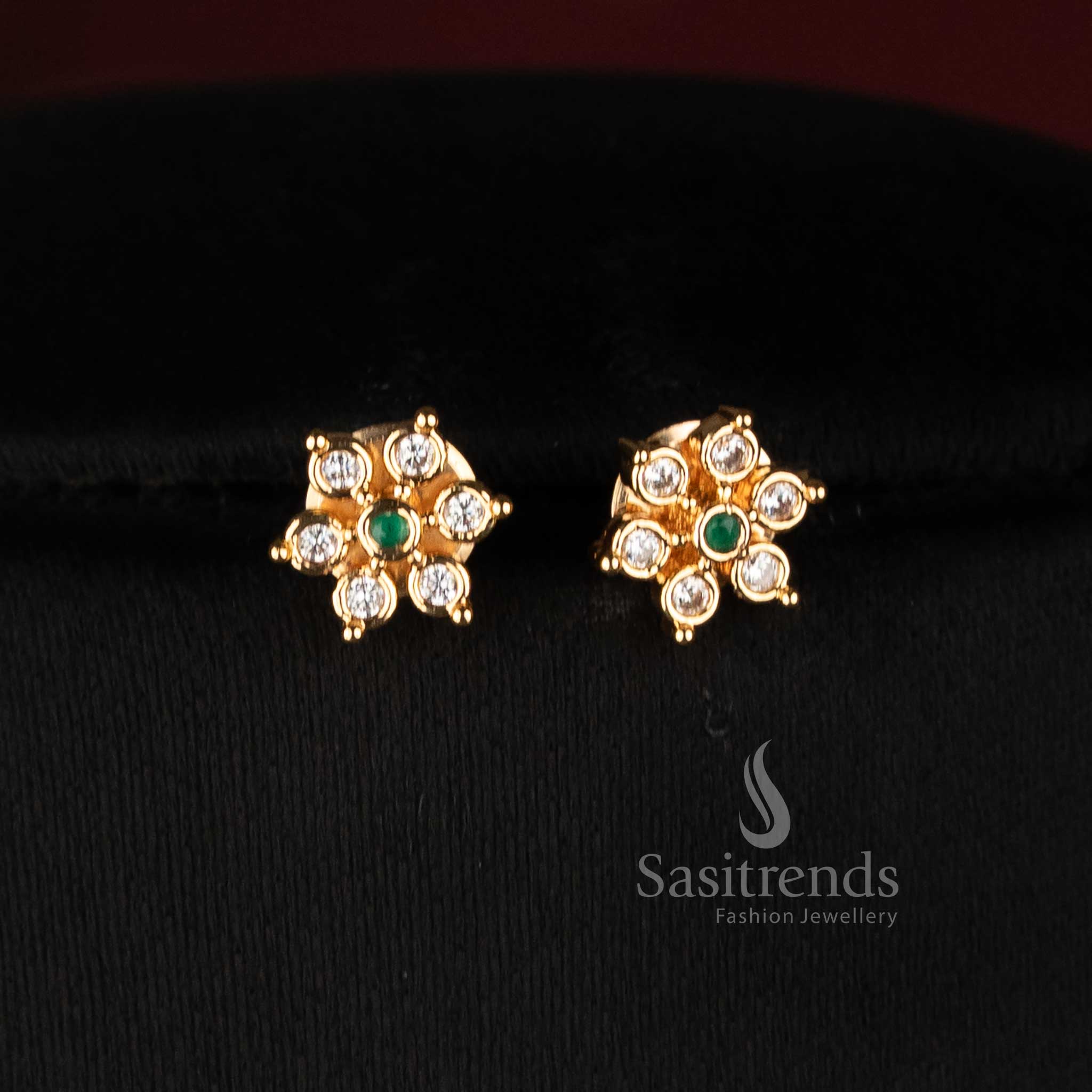 Sasitrends Impon micro gold plated Addigai short and long oval floral necklace