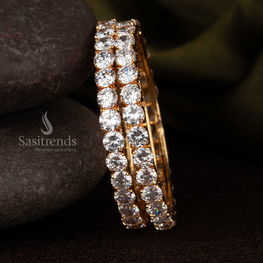 Sasitrends impon micro gold plated big round stone bangles 