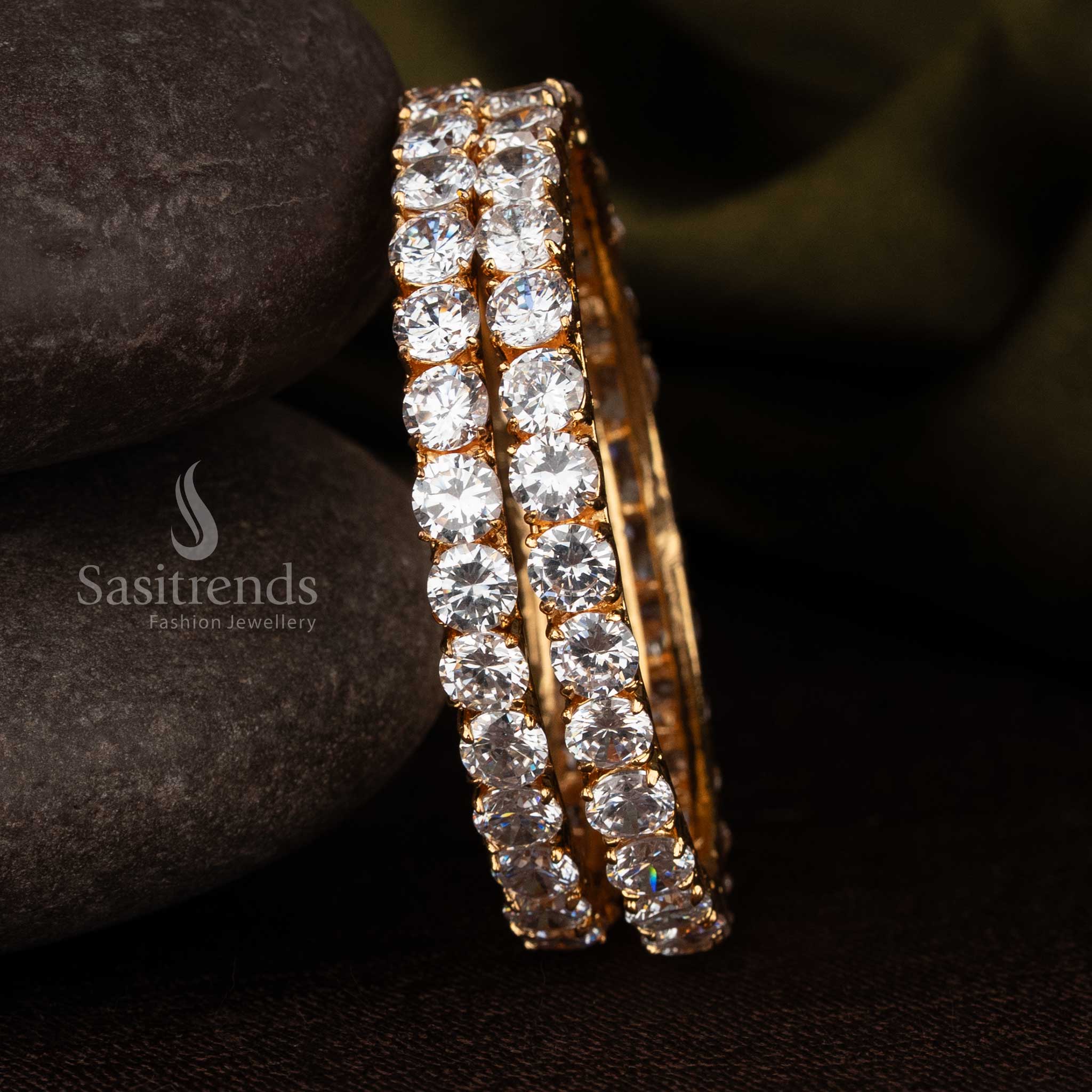Sasitrends impon micro gold plated big round stone bangles 