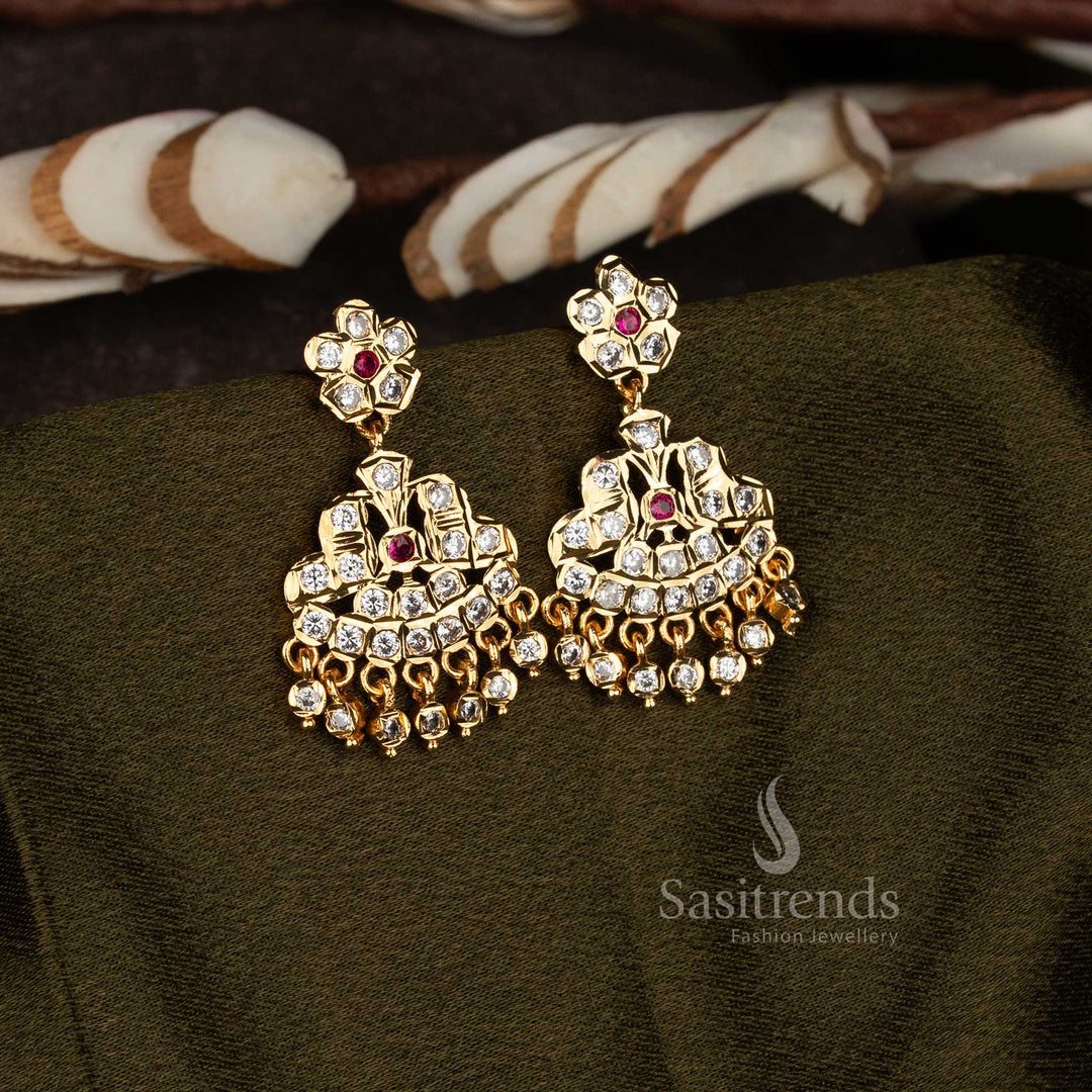 Sasitrends impon micro gold plated floral chandbali dangle earrings 