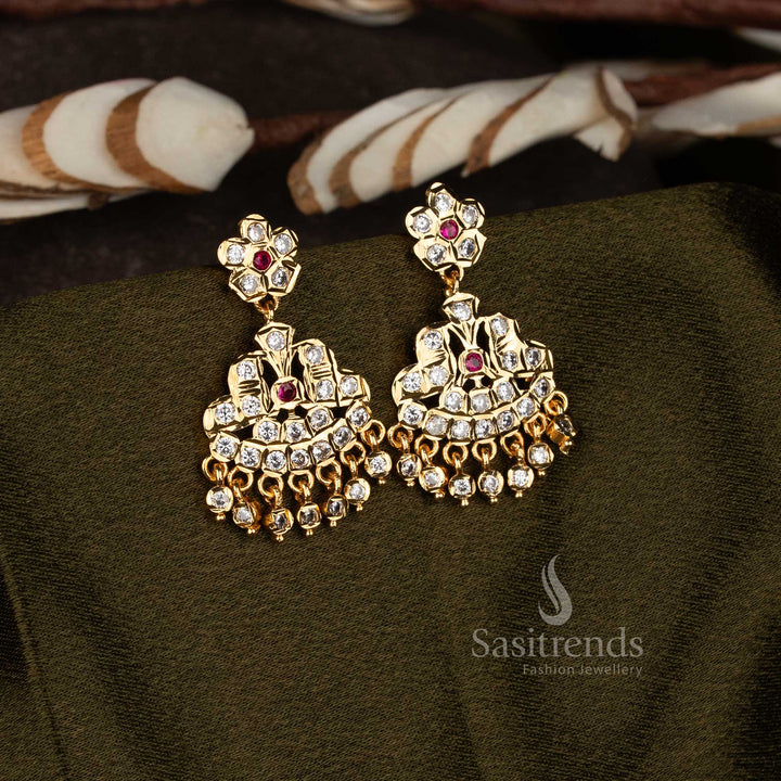 Sasitrends impon micro gold plated floral chandbali dangle earrings 