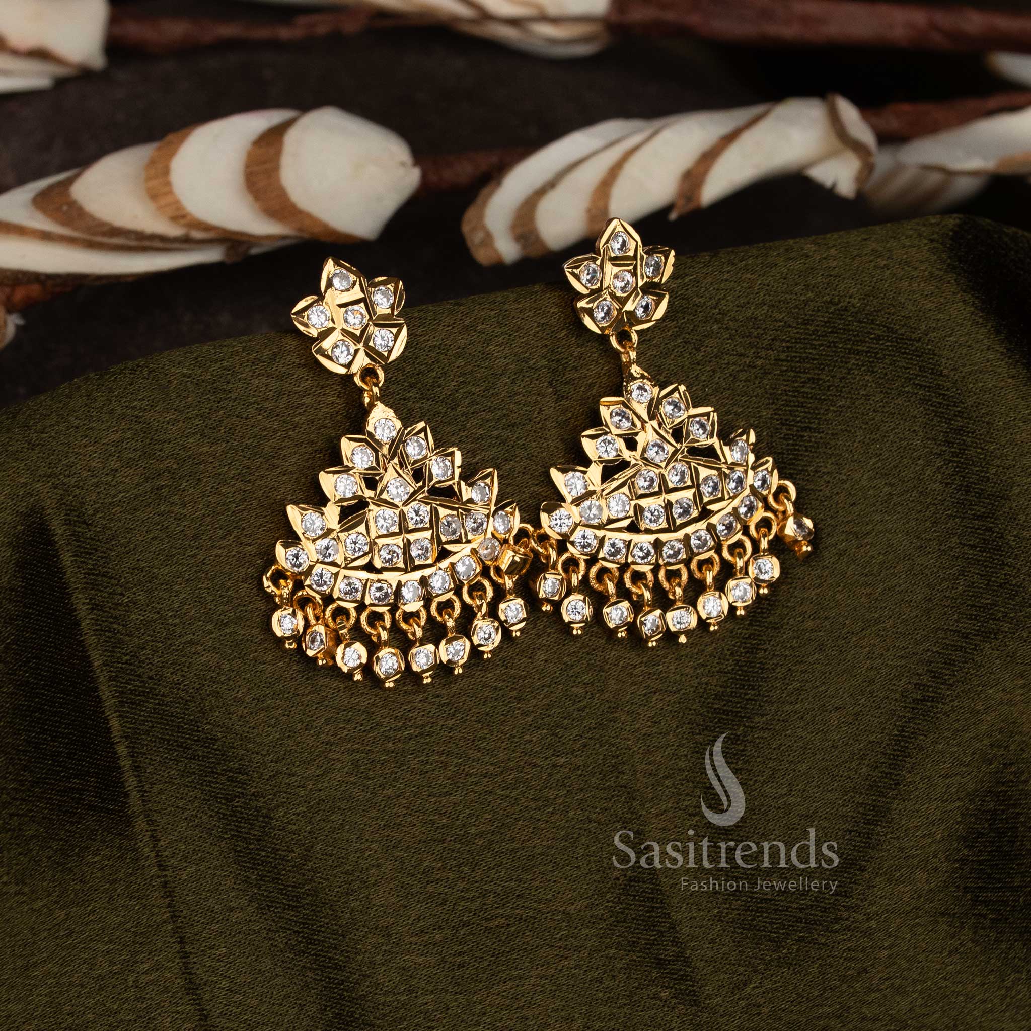 Sasitrends impon micro gold plated trident flower earrings 