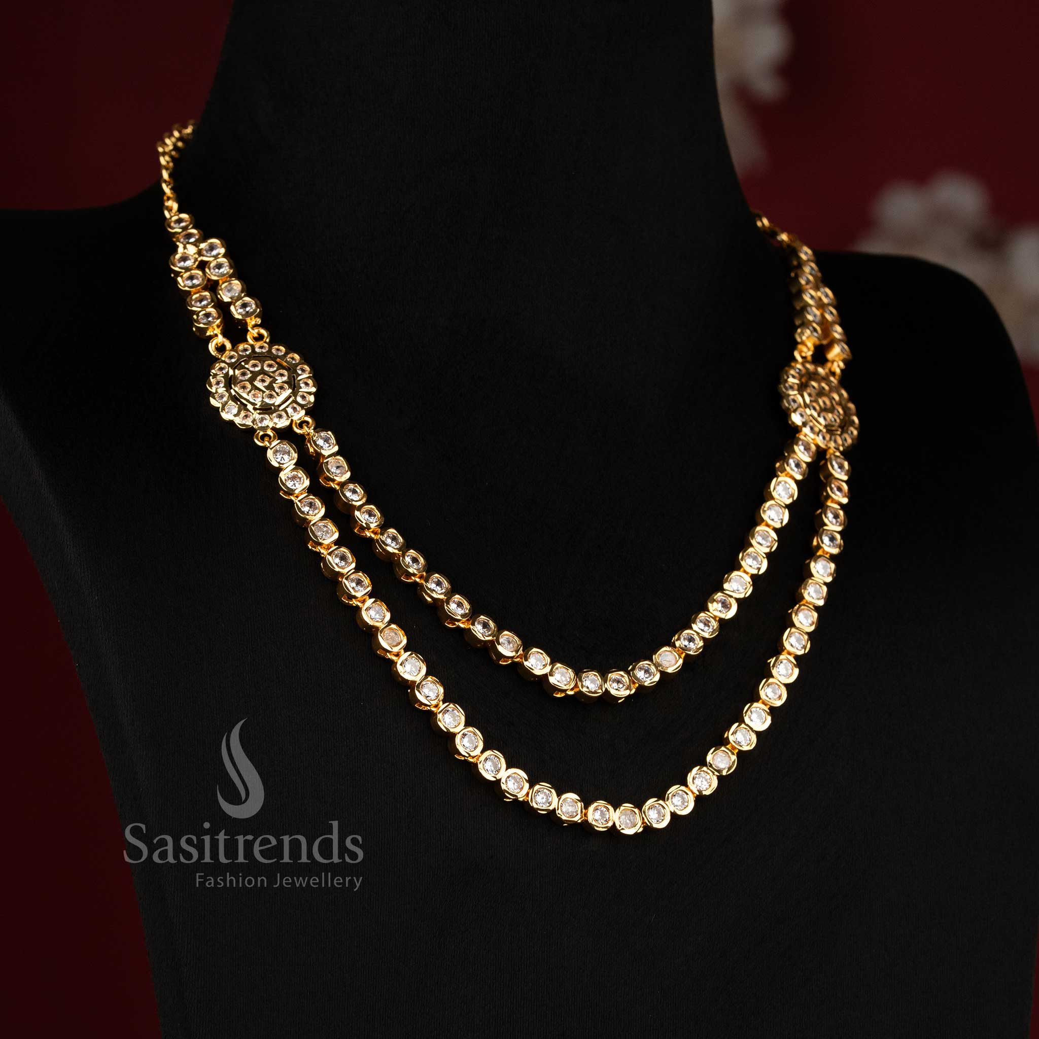 Elegant Flower Pendant Necklace Set - Perfect for Traditional Occasions