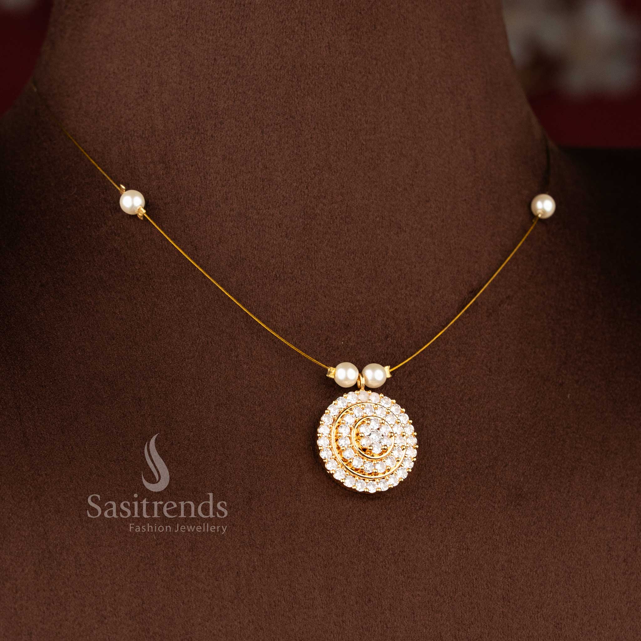 This elegant pendant necklace from Sasitrends features a beautifully crafted design adorned with Invisible American Diamonds 