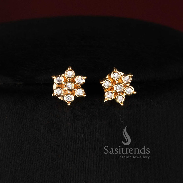 Sasitrends long pear shaped Impon Addigai floral micro gold plated jewellery set