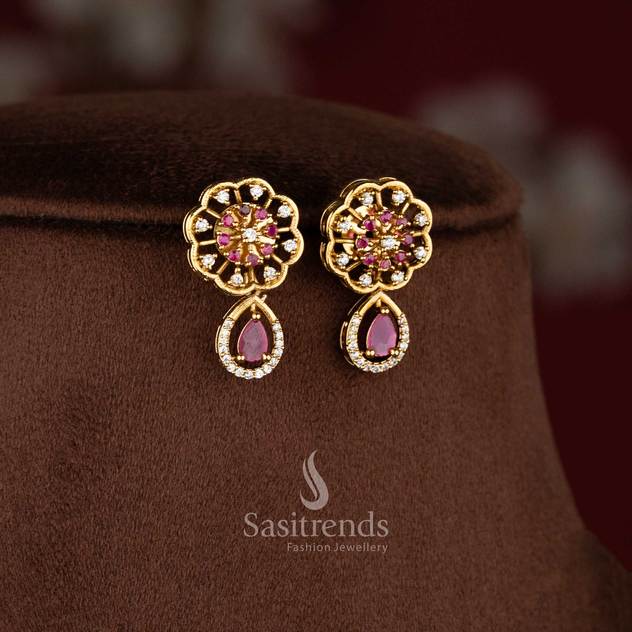 Sasitrends elegant matte gold plated peacock motif necklace set ideal for saree and festive ethnic wear