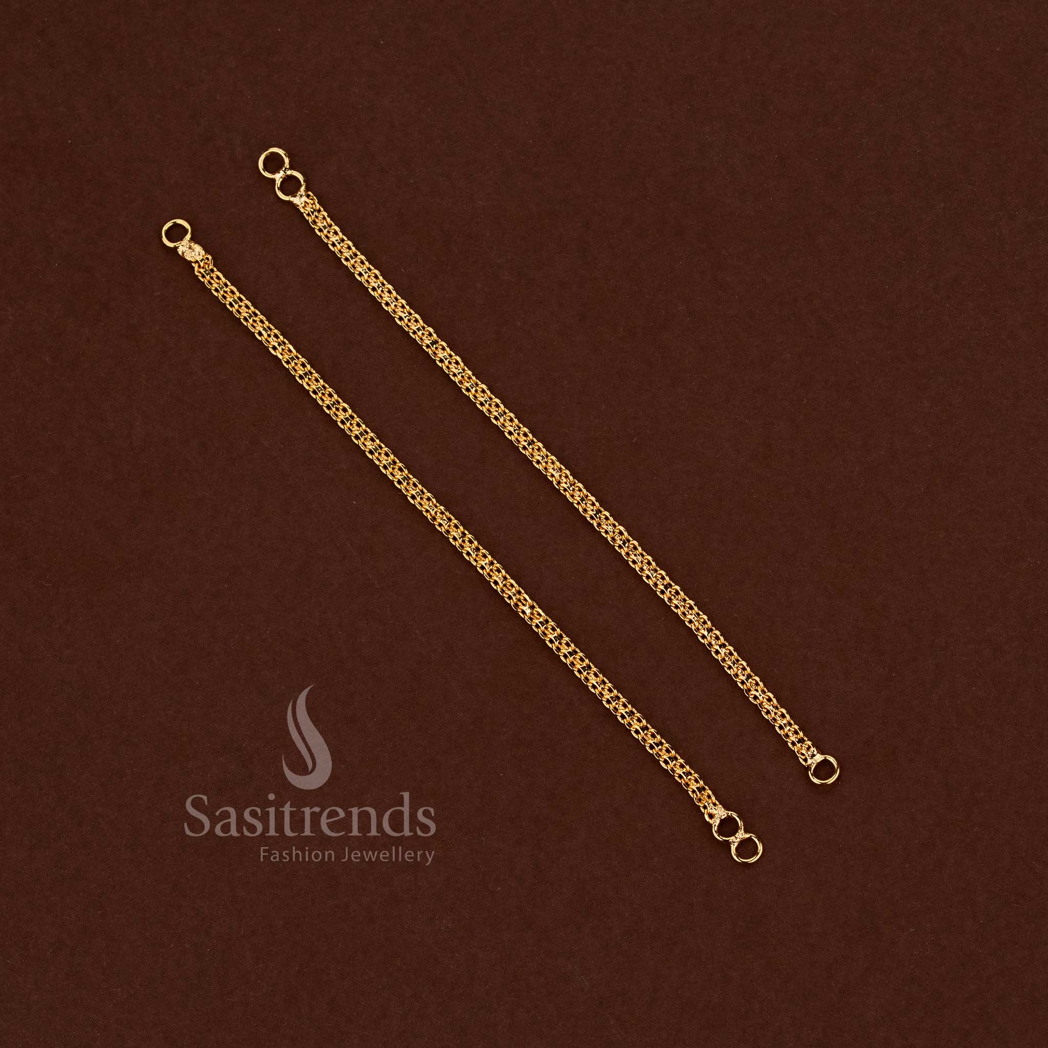 Micro gold plated double link rope chain with thick braided design - Sasitrends