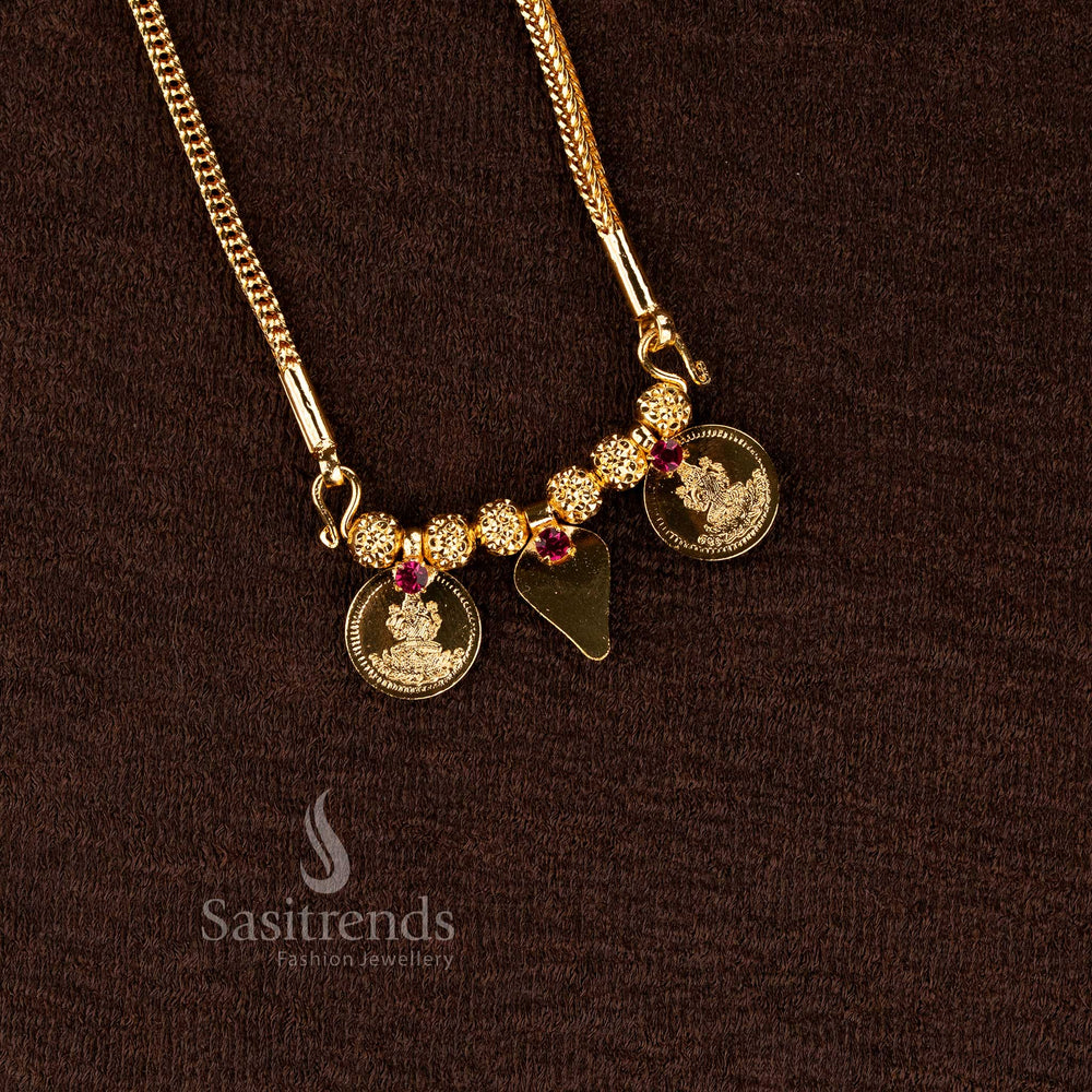 Sasitrends micro gold plated goddess lakshmi coin mangalsutra thaali pendant chain - Sasitrends