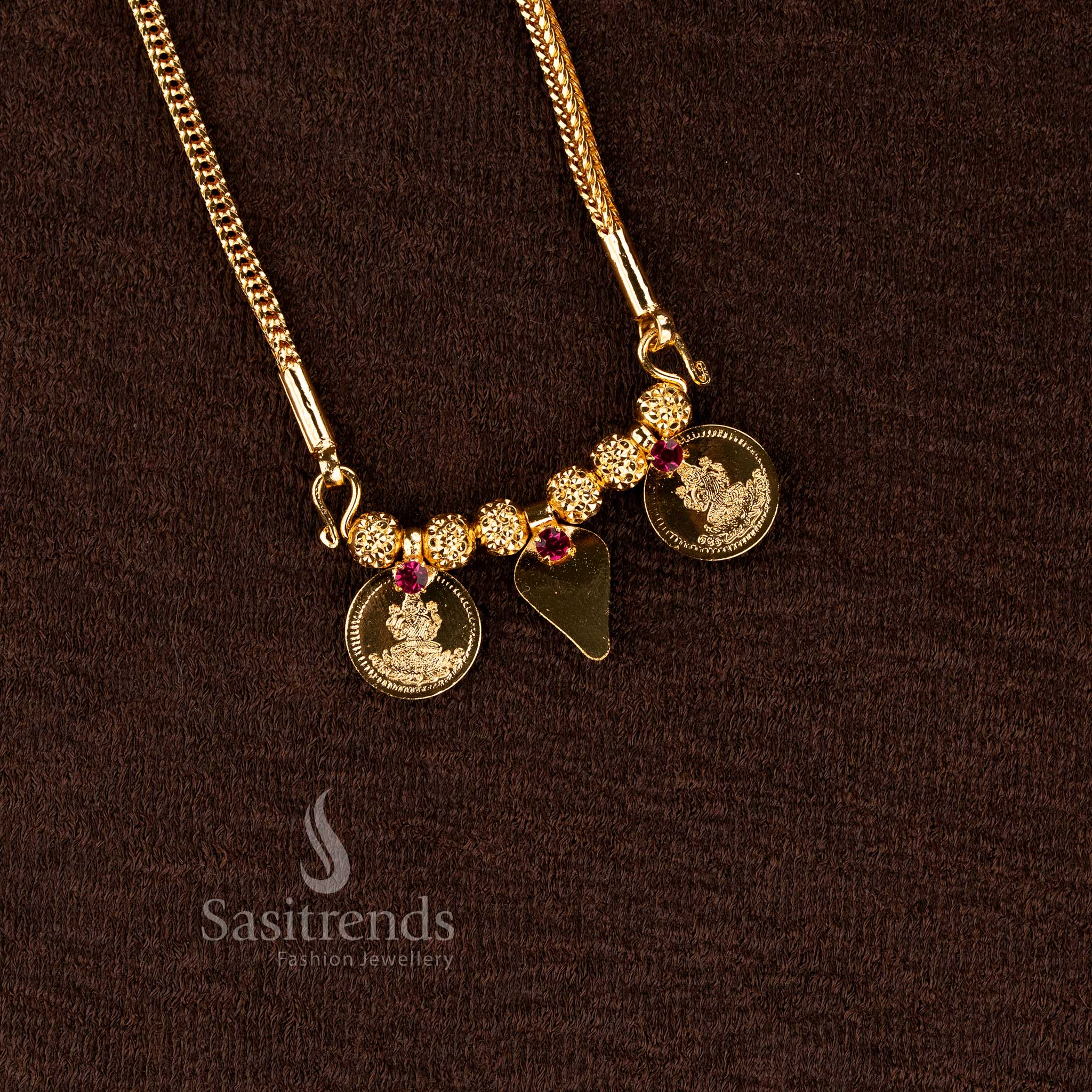 Sasitrends micro gold plated goddess lakshmi coin mangalsutra thaali pendant chain - Sasitrends
