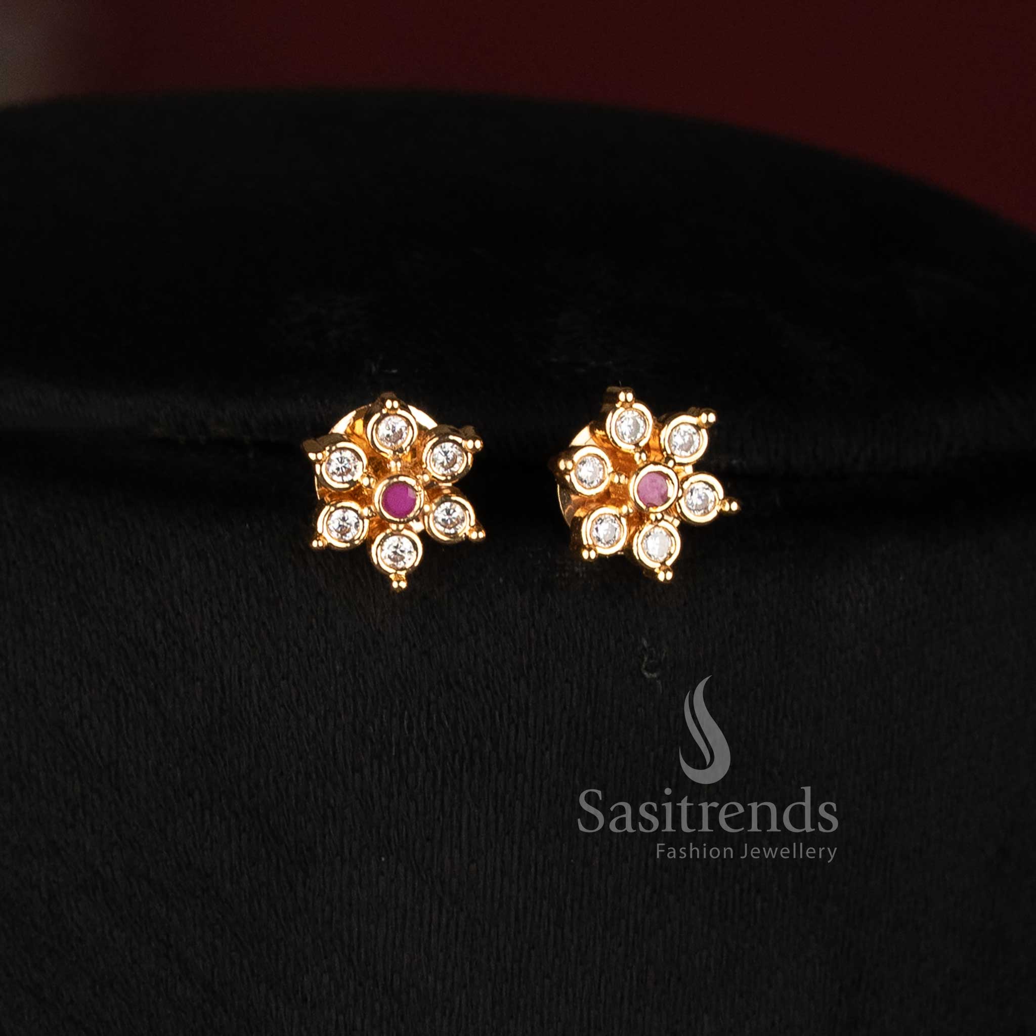 Sasitrends micro gold plated Impon Addigai long floral pear necklace jewellery