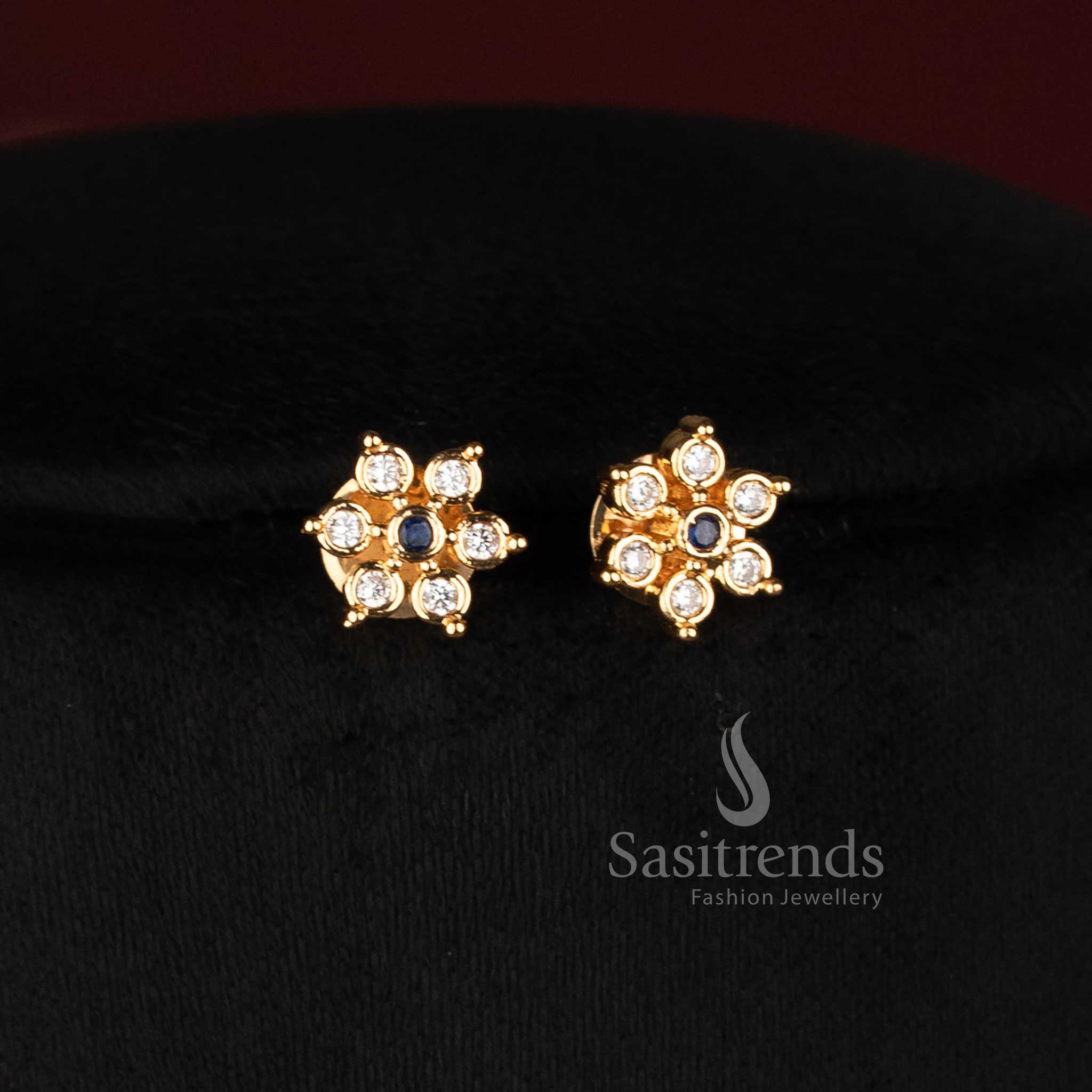 Sasitrends micro gold plated Impon long Addigai pear shaped floral AD necklace