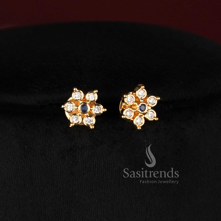 Sasitrends micro gold plated Impon long Addigai pear shaped floral AD necklace