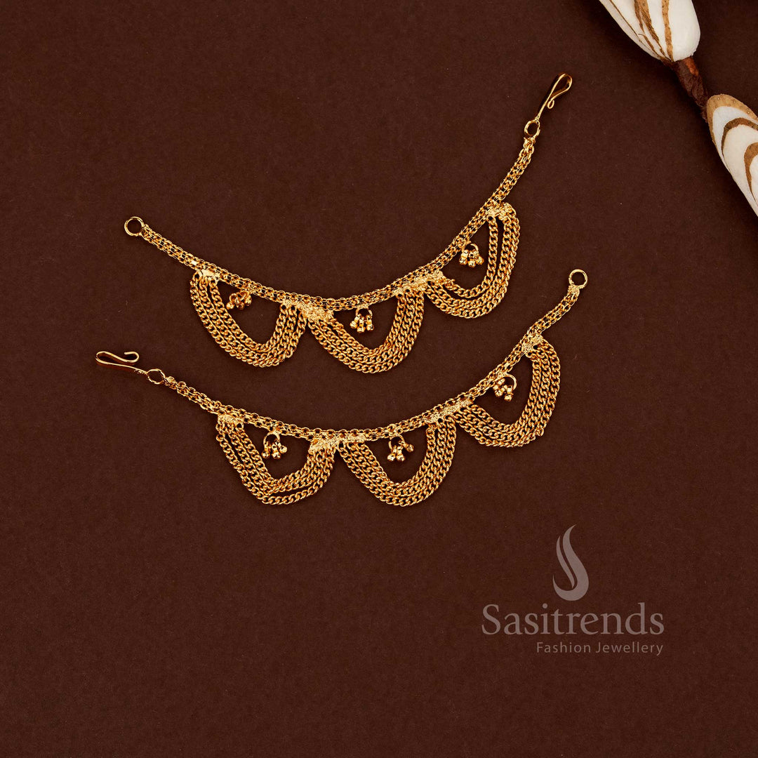 Micro gold plated multi-layered U-drop chain Matil for traditional earrings - Sasitrends