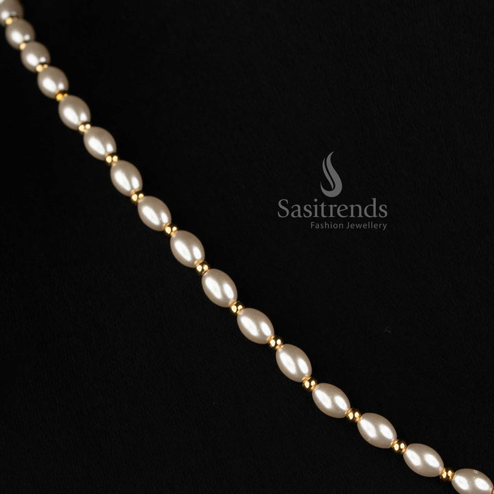 Sasitrends Micro Gold Plated pearl jewellery with round beads and golden centre detailing 