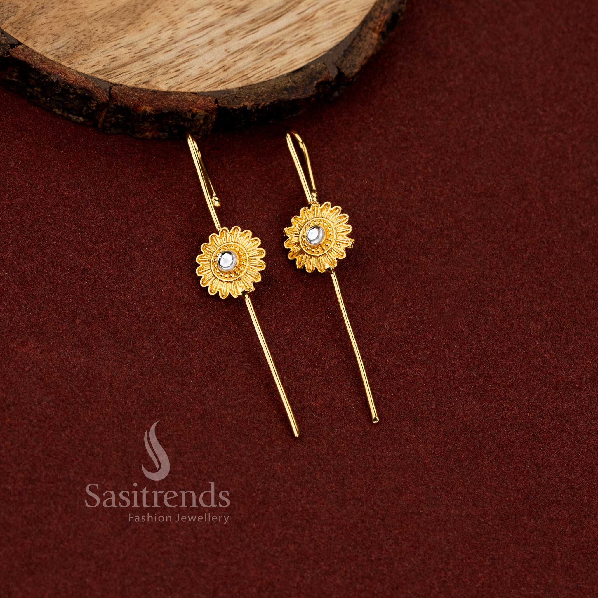 Sasitrends modern elegance floral pearl 24K gold plated ear cuff earrings crafted for stylish women who love contemporary jewellery