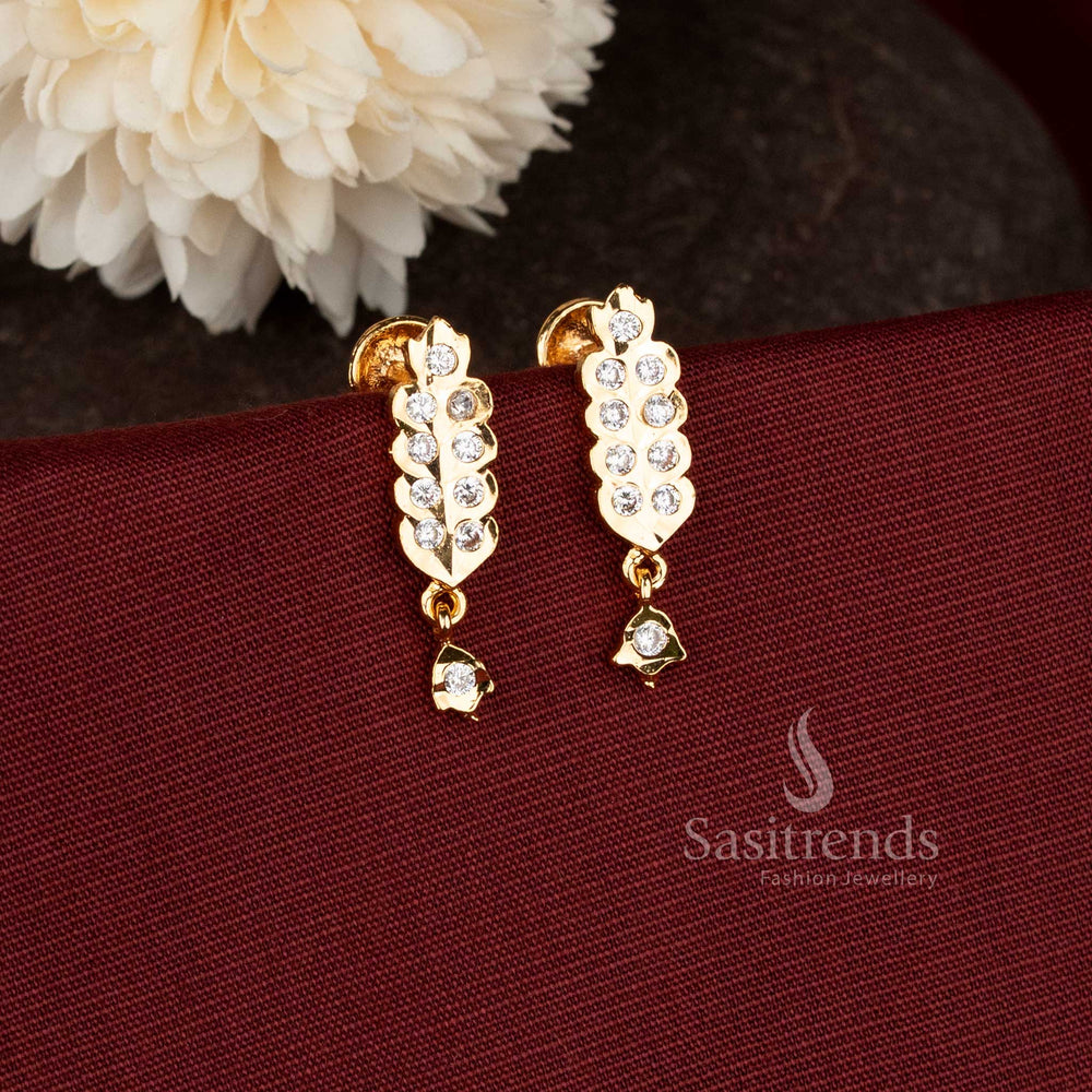 Sasitrends leaf shape AD stone earrings 2943A elegant impon design   