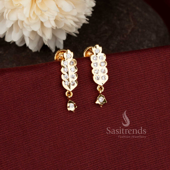 Sasitrends leaf shape AD stone earrings 2943A elegant impon design   