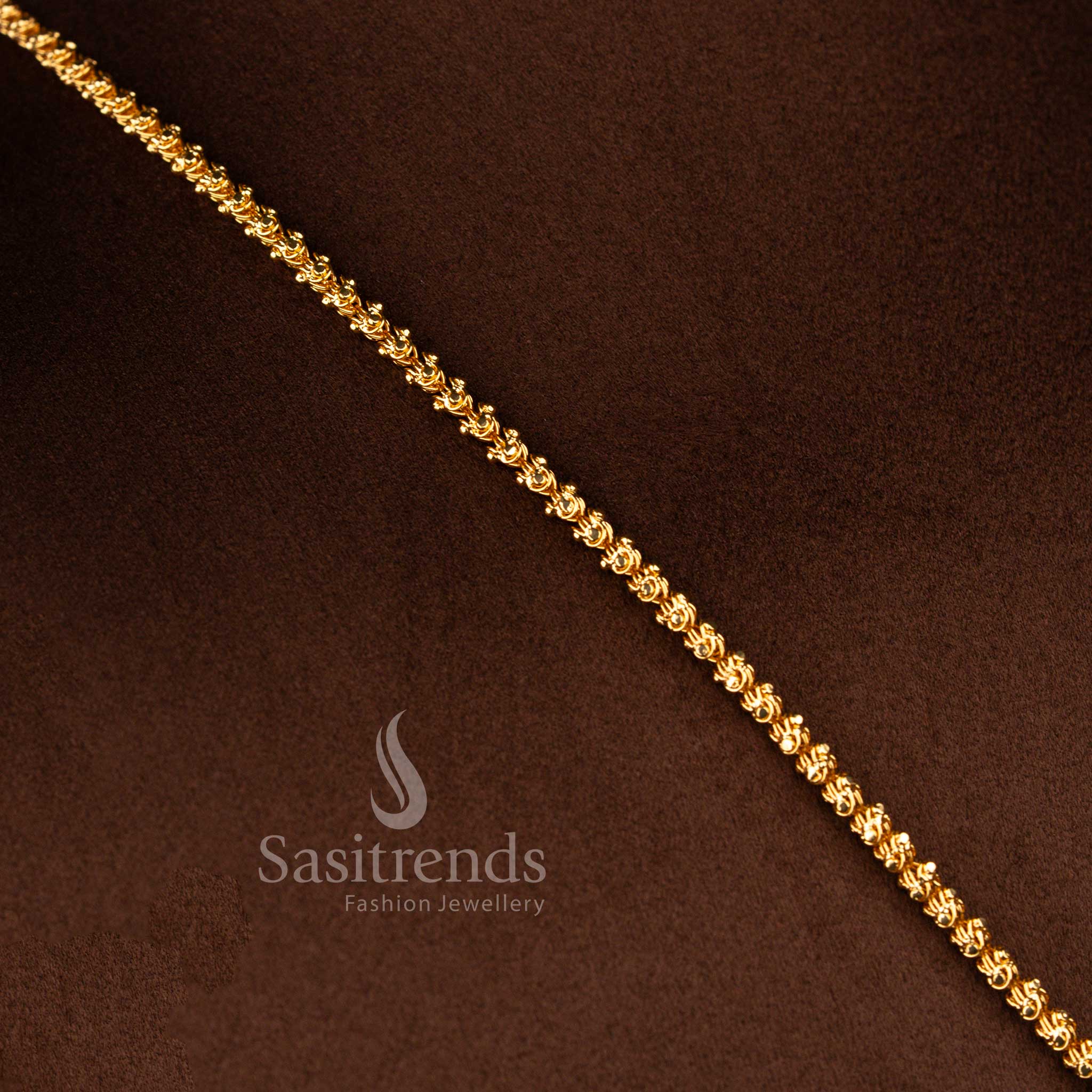 Amazing Micro Gold Plated Teardrop Floral Cluster AD Stone Dasavatharam Chain Necklace – Guaranteed Quality - Sasitrends