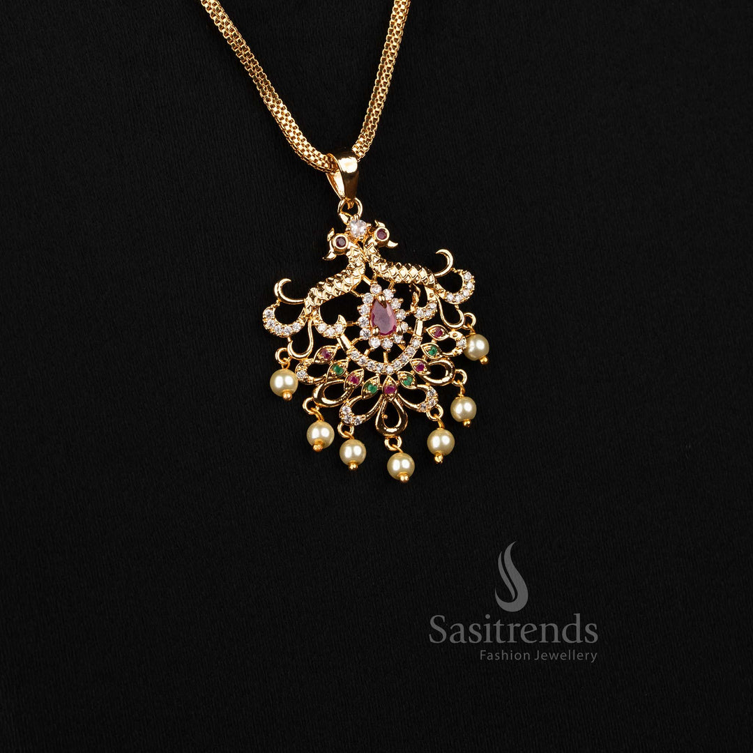 sasitrends guaranteed gold look micro gold plated peacock chain