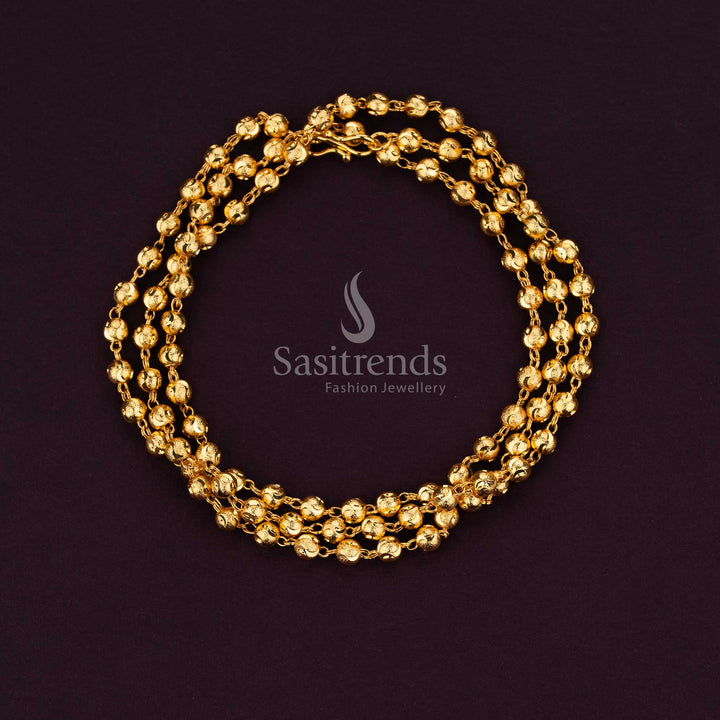 Sasitrends premium 1 gram 24K micro gold plated textured bead ball chain collection designed for traditional wear with refined craftsmanship