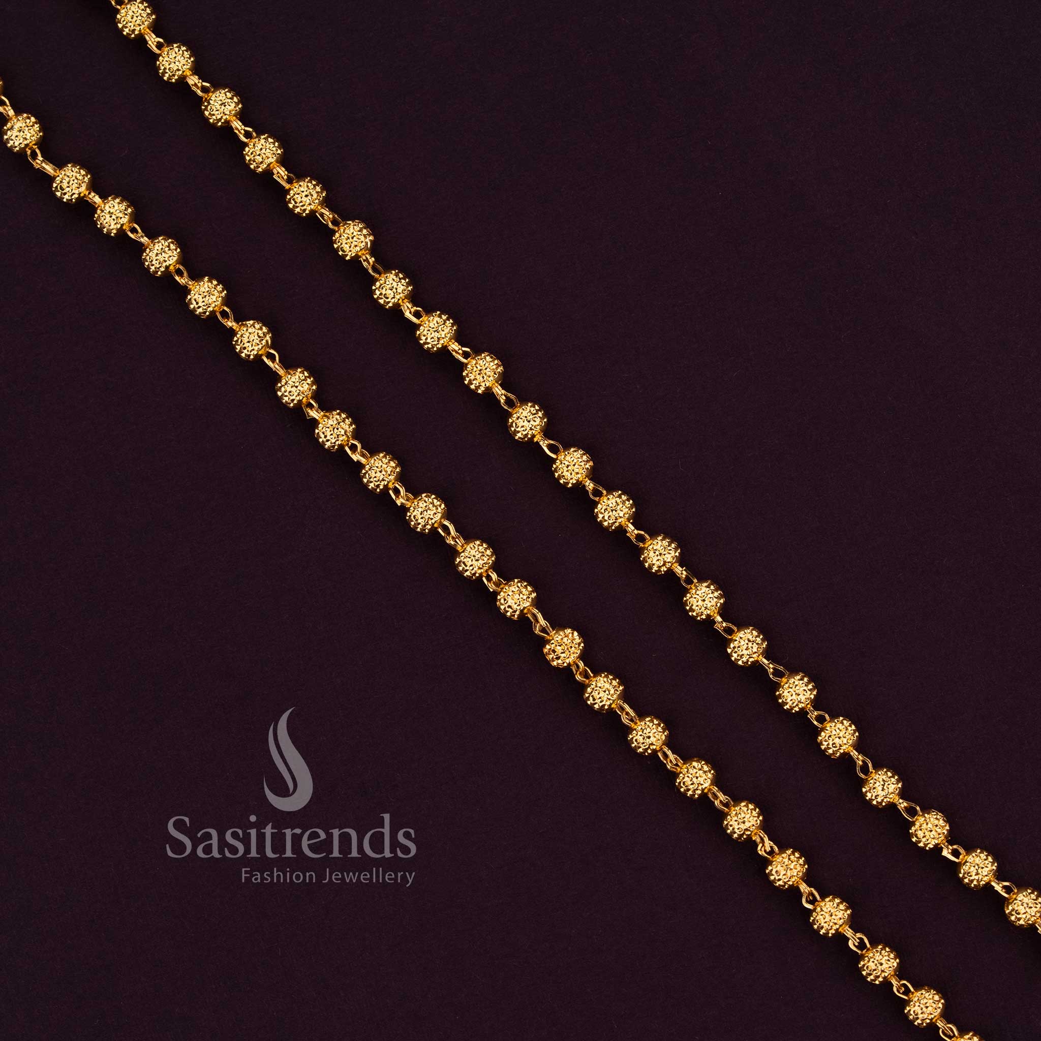Sasitrends premium 24K micro gold plated ball chain collection with refined bead link design offering elegant traditional styling in 1 gram jewellery finish
