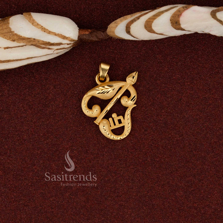 Sasitrends premium 24K micro gold plated traditional om forming pendant designed with intricate craftsmanship suitable for ethnic fashion, spiritual ceremonies and cultural gatherings
