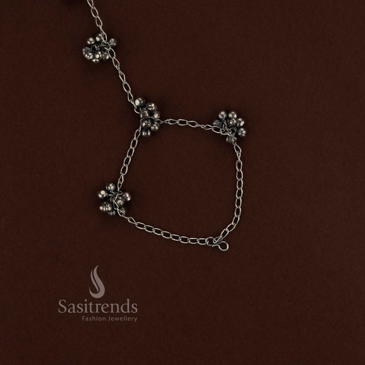 Sasitrends premium oxidised finger ring with matching traditional kada bracelet jewellery designed with ethnic craftsmanship perfect for Navarathri festival celebrations, cultural attire and heritage styling