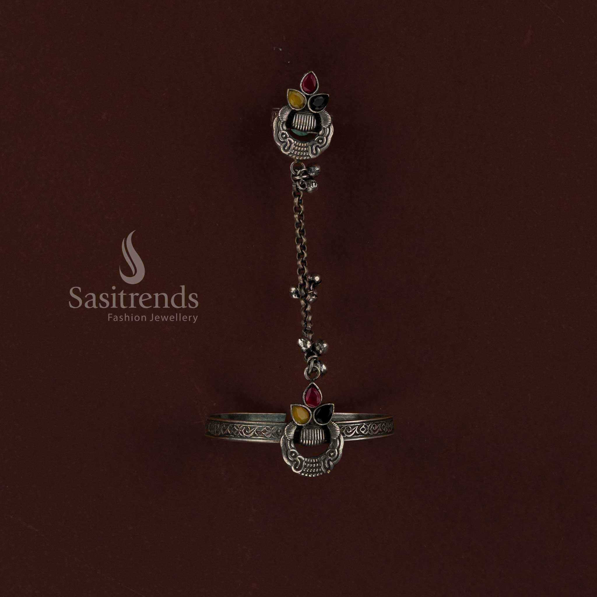 Sasitrends premium oxidised traditional finger ring and kada bracelet jewellery collection crafted for Navarathri festivities and ethnic fashion styling