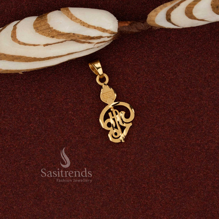 Sasitrends om vel real gold look 24K micro gold plated traditional forming pendant crafted for ethnic wear, temple visits, festive celebrations and heritage jewellery styling