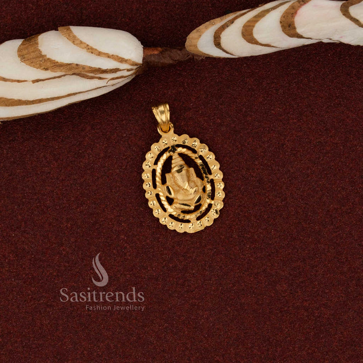 Sasitrends real gold look ethnic 24K micro gold plated vinayagar forming pendant inspired by temple jewellery design for traditional and festive styling