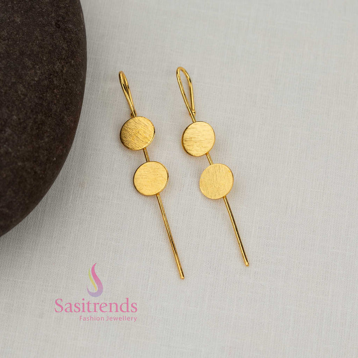 Sasitrends round disc motif 24K gold plated minimal ear cuff earrings featuring sleek modern lines and stylish fashion appeal