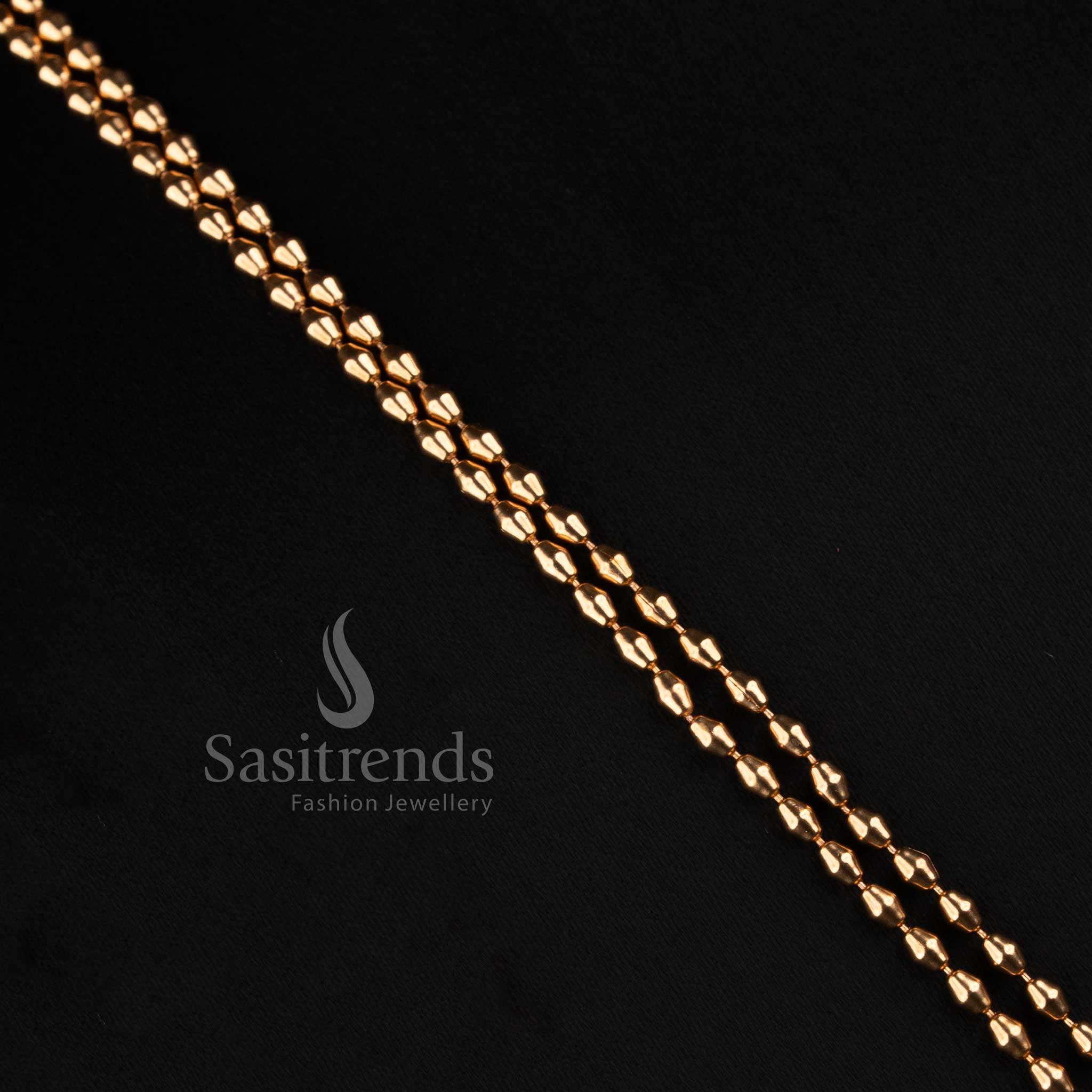 Sasitrends South Indian antique gold layered rice bead haram necklace set with sunburst design hanging ball earrings