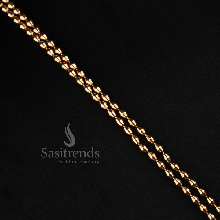 Sasitrends South Indian antique gold layered rice bead haram necklace set with sunburst design hanging ball earrings