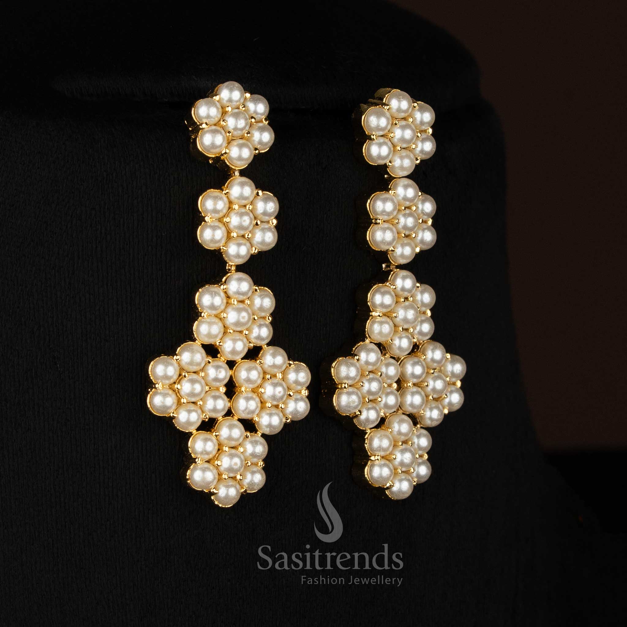 Sasitrends guaranteed micro gold plated pearl jewellery set suitable for wedding party and festive wear