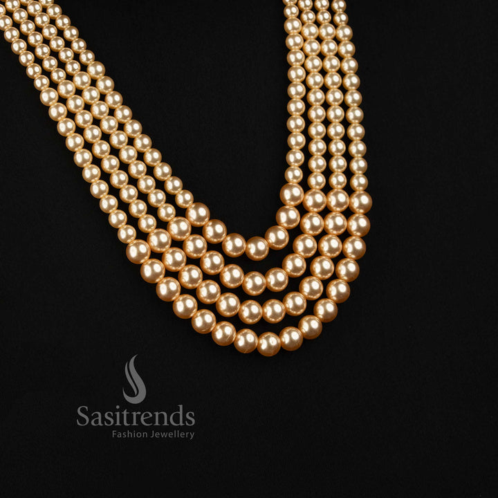 Sasitrends graduated round pearl necklace featuring layered multi-strand structure 