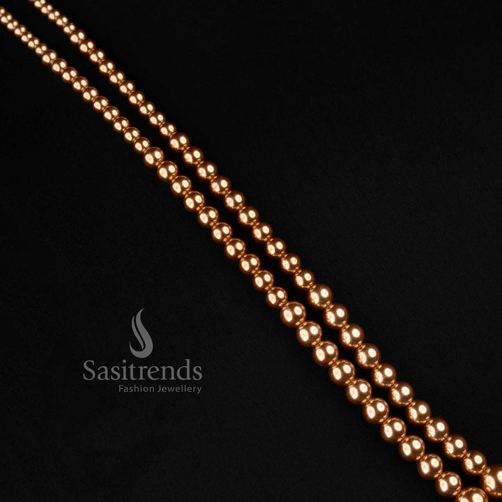 Sasitrends Swarovski replica double-strand golden pearl necklace with layered structure 