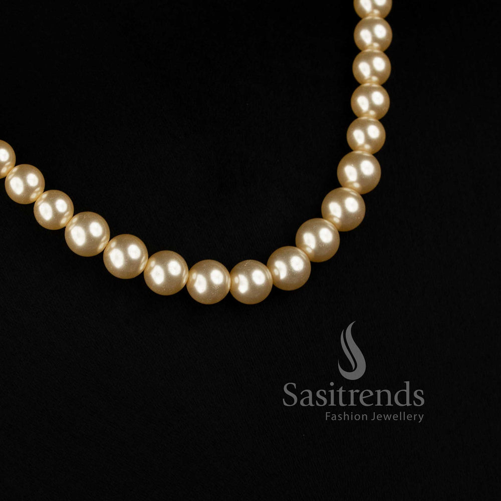 Elegant Swarovski Replica round pearl necklace with graduated single-strand structure for festive wear 