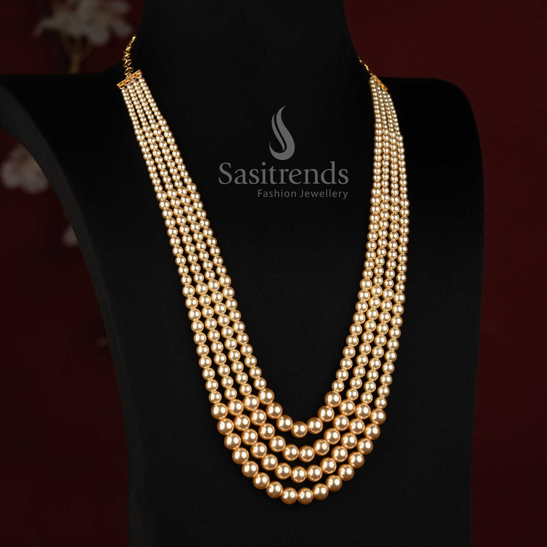Sasitrends Swarovski Replica Pearl Threaded Necklace with multi-strand cascading round pearl layers 