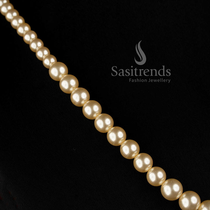 Swarovski Replica Pearl Threaded Necklace with graduated round pearl design by Sasitrends 