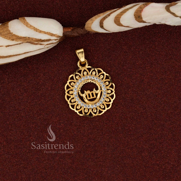 Sasitrends traditional 24K micro gold plated heritage ethnic om round floral  forming pendant crafted for festive celebrations and cultural jewellery styling