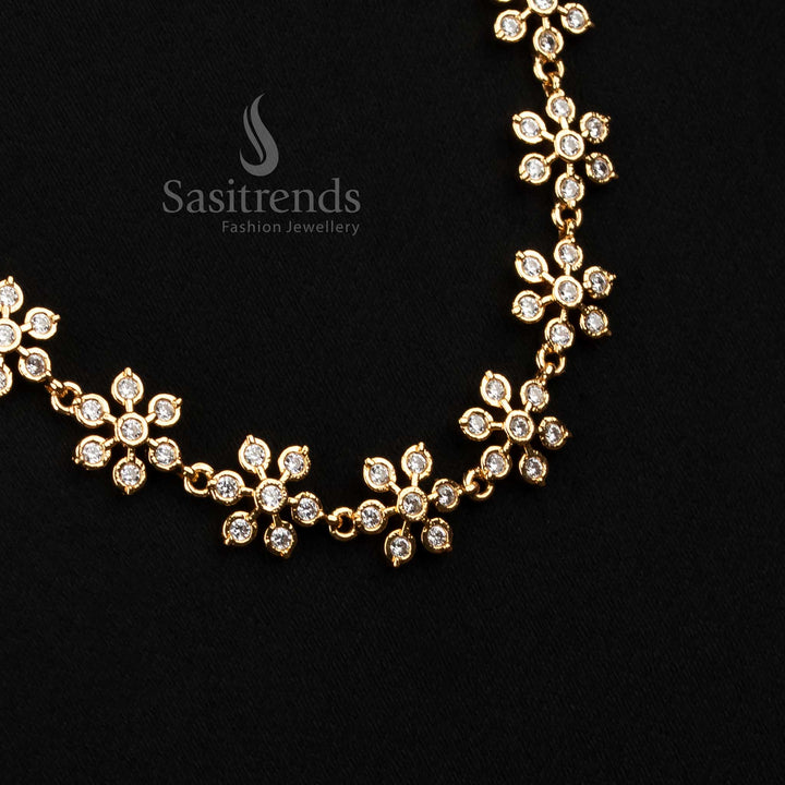 Sasitrends guaranteed wedding wear impon addigai white long necklace crafted with 24k pure gold micro plating