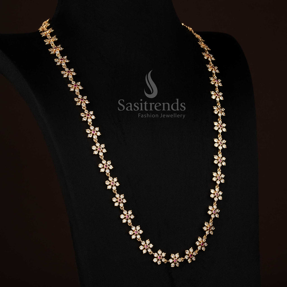 sasitrends wedding wear impon addigai white ruby necklace crafted with 24k pure gold micro plating