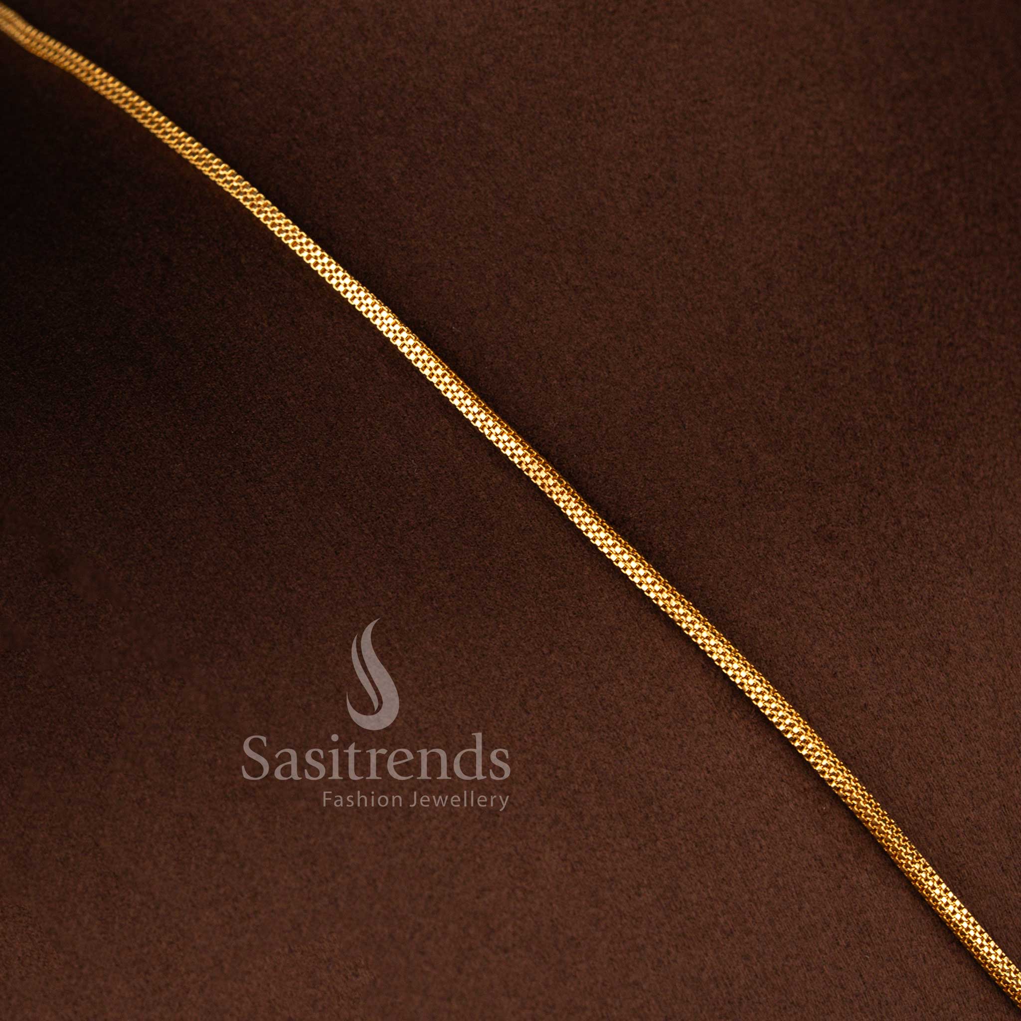 Sasitrends traditional micro gold plated AD stone necklace showcasing detailed floral formation pendant with teardrop centre and refined chain structure