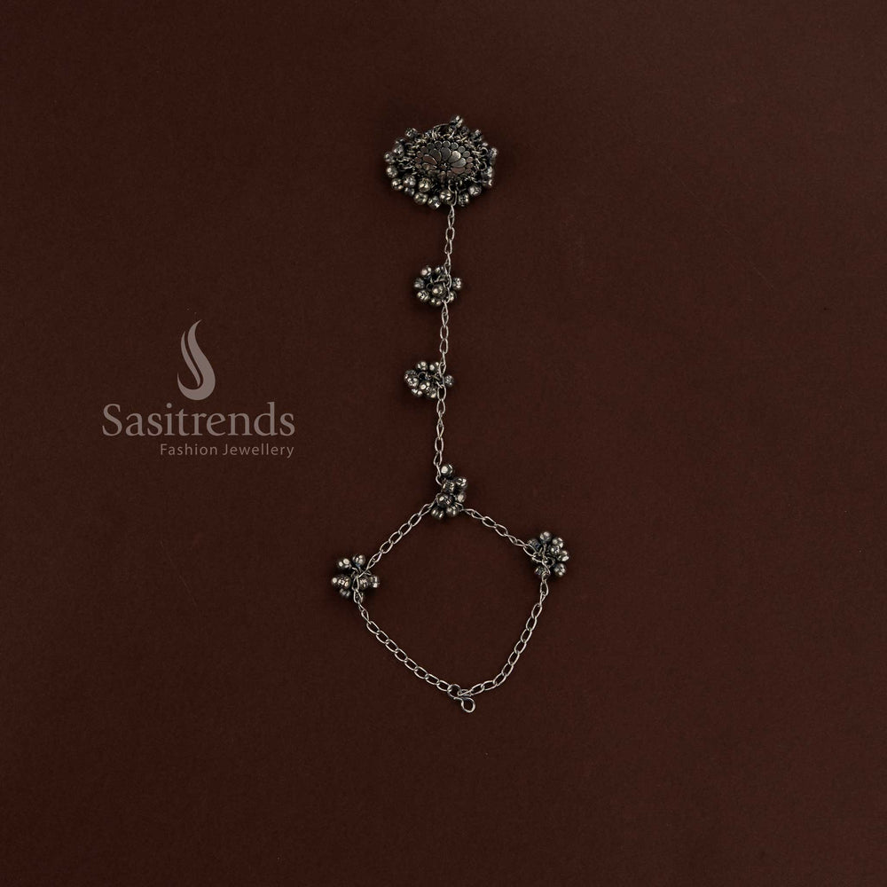 Sasitrends traditional Navarathri oxidised finger ring and kada bracelet jewellery crafted with artistic ethnic detailing for festive celebrations