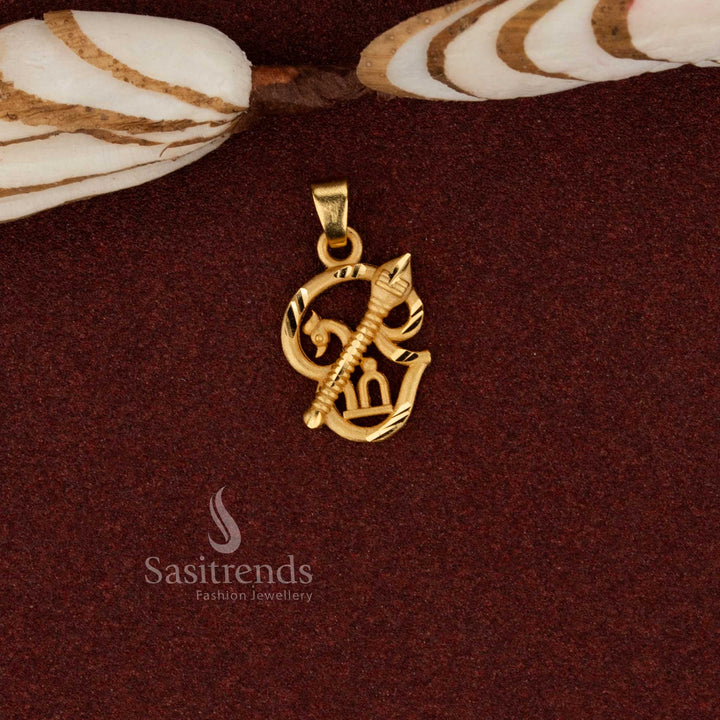 Sasitrends traditional ethnic 24K micro gold plated forming om vel pendant designed with timeless craftsmanship for temple visits and festive traditions