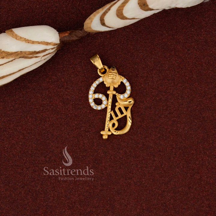 Sasitrends traditional temple inspired om vel ad stone 24K micro gold plated forming pendant suitable for festive celebrations, temple visits and devotional occasions