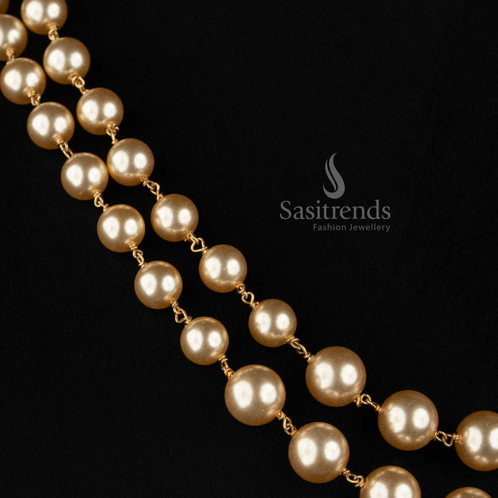 Sasitrends Micro Gold Plated layered pearl jewellery with a graceful graduated design 